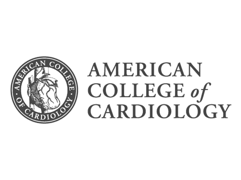 Logo of the American College of Cardiology, featuring a stylized heart and text in a circular design.
