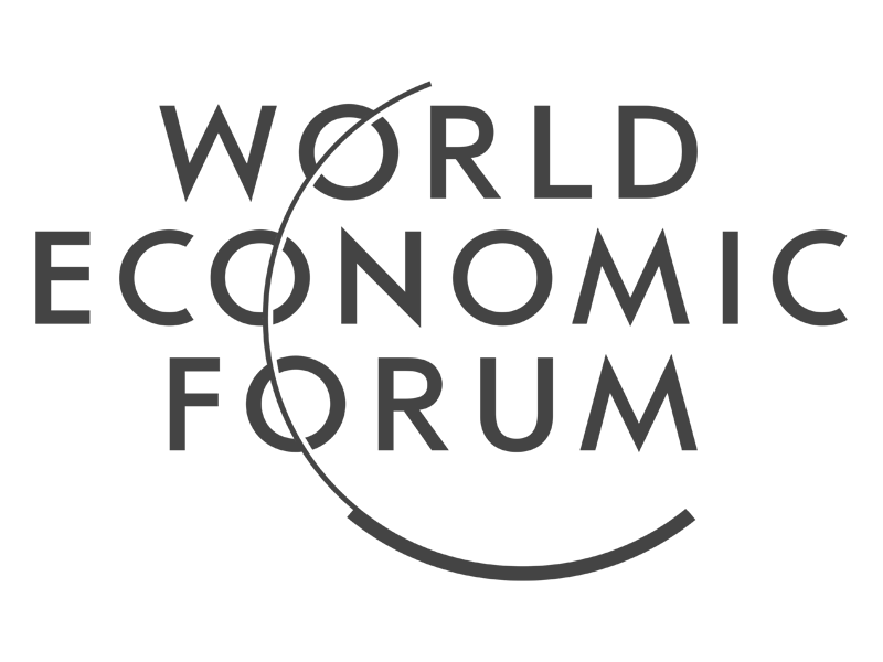 Logo of the World Economic Forum, featuring a circular design with the text in bold, conveying a sense of global collaboration.